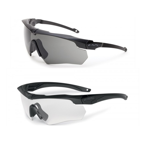 ESS Crossbow Suppressor 2X Kit featuring clear and smoke gray lenses with ultra-thin frames for comfort and universal fit.