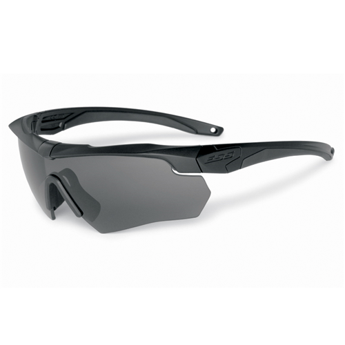 ESS Crossbow ONE ballistic eyeshield with a sleek black design, featuring fog-resistant lenses and a comfortable fit.