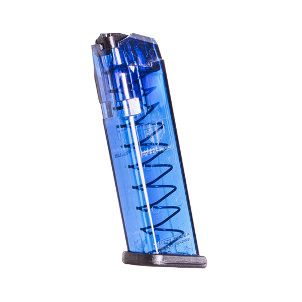 Elite Tactical Systems 9mm mag for Glock 17, 18, 19, 19x, 26, 34, and 45 (10 to 40 Rounds) Blue GLK-17BLU-3T