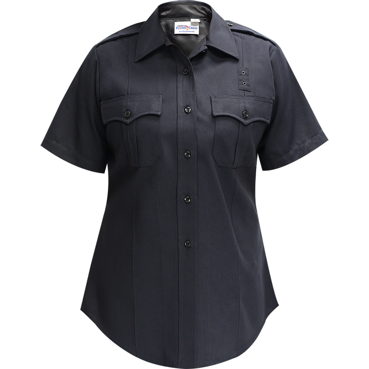 Flying Cross Justice Women's Short Sleeve Shirt w/ Traditional Collar - LAPD Navy