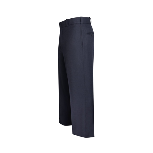 Flying Cross men's pants in dark navy with side seam pockets, crafted from 55% polyester and 45% wool serge fabric.