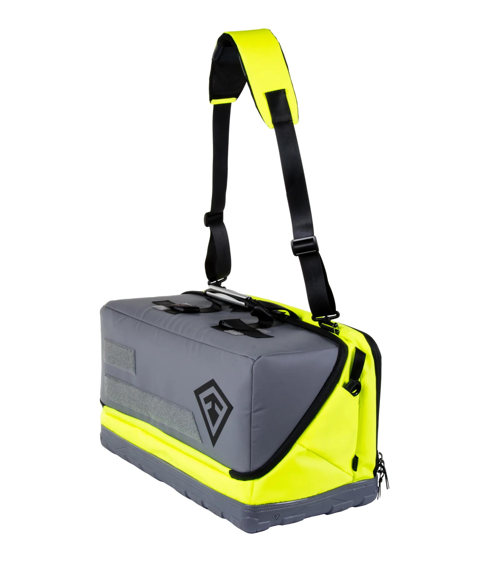 First Tactical Jump Bag Large in gray and bright yellow, designed for first responders with durable construction and adjustable strap.