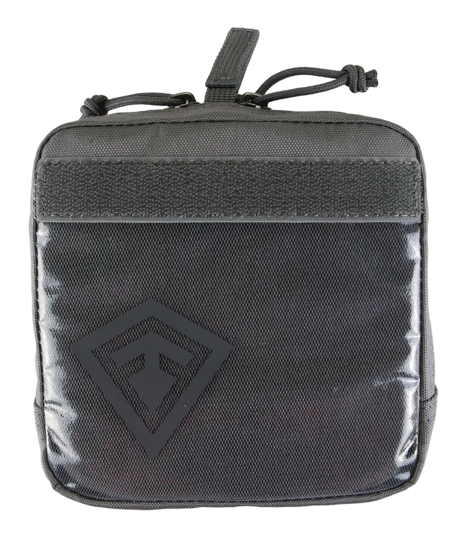 First Tactical 6x6 Hook & Loop Pouch with clear face and Velcro, ideal for gear storage and emergency access.