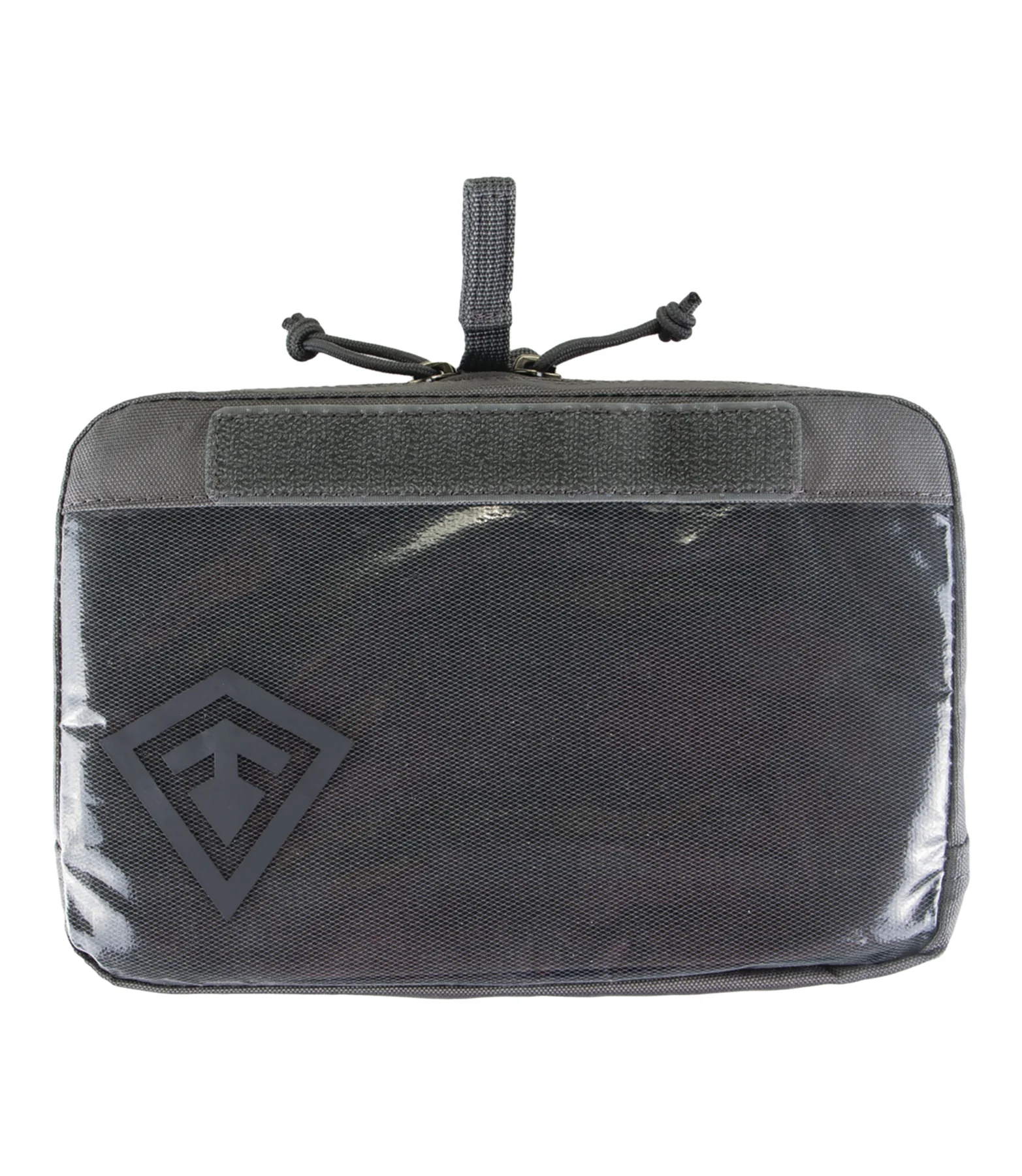 First Tactical 9x6 Hook & Loop Pouch in black, featuring clear face and quick pull zipper for easy access and storage.