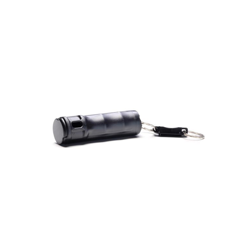 Black pepper spray with keychain on a white background