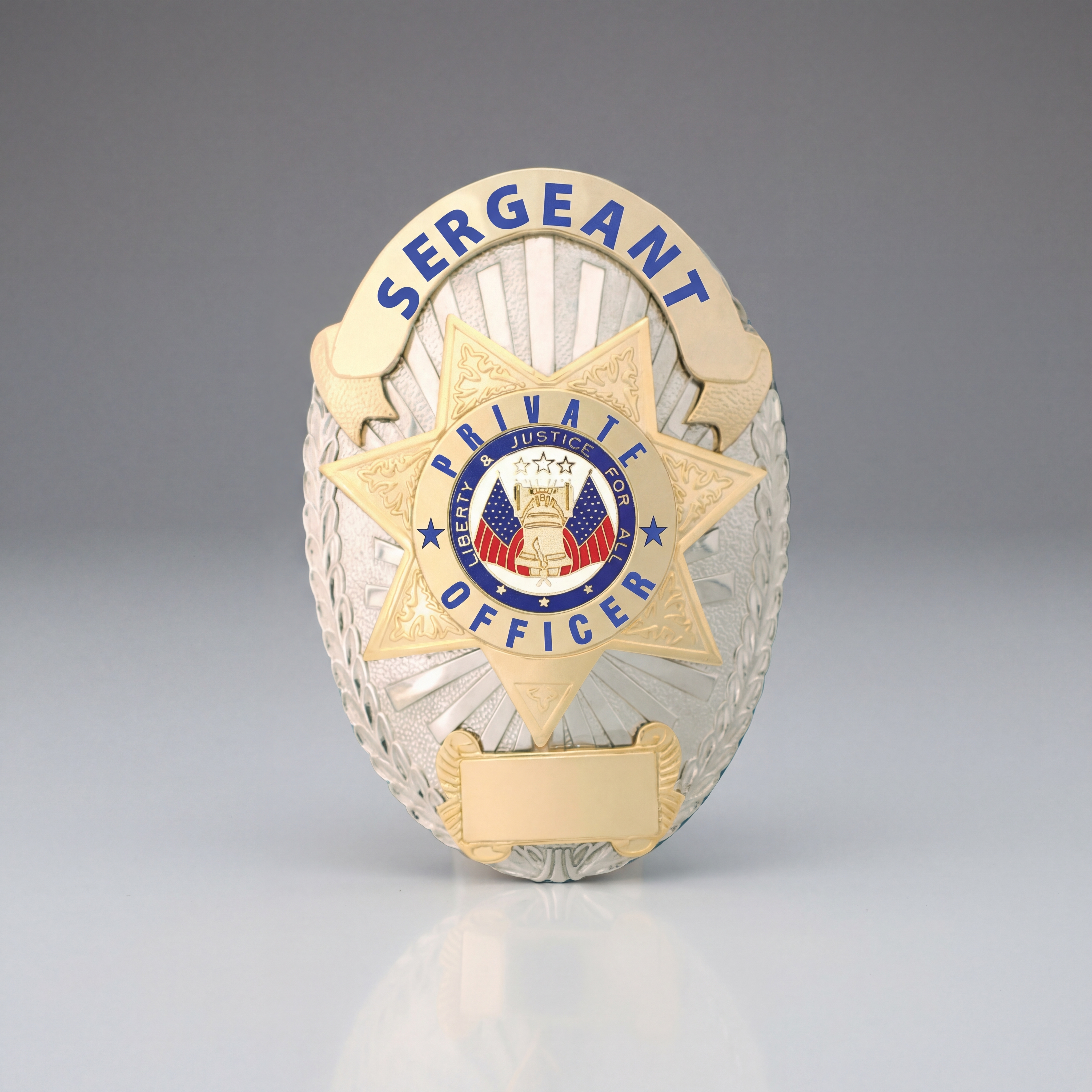 First Class Sergeant Private Officer gold on silver shield badge BA37