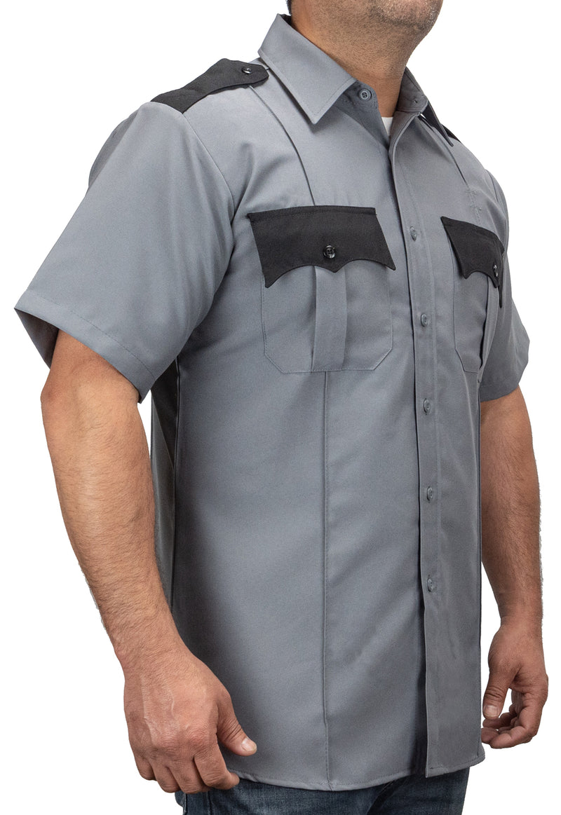 Light Gray First Class Uniforms Two-Tone Short Sleeve Shirts