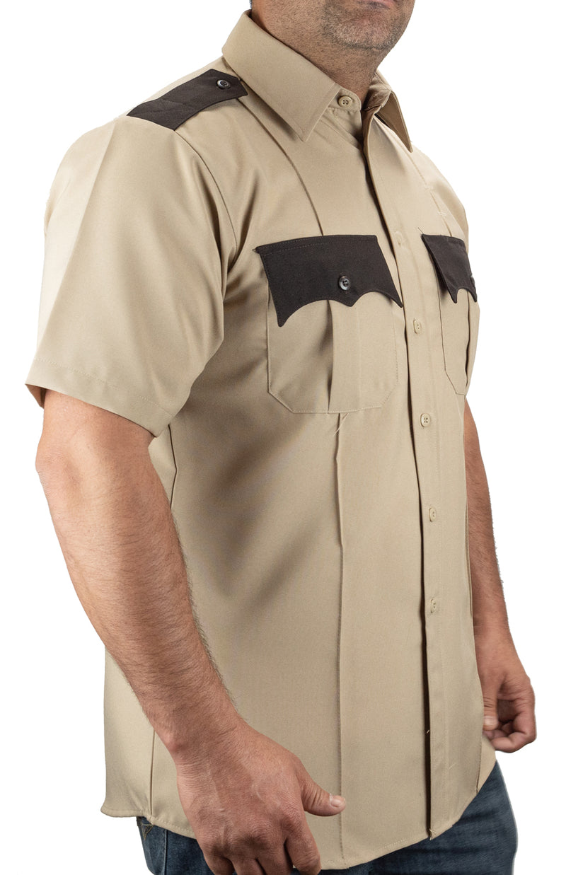 Tan First Class Uniforms Two-Tone Short Sleeve Shirts