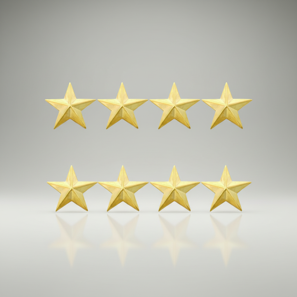 Four gold stars on a gray background