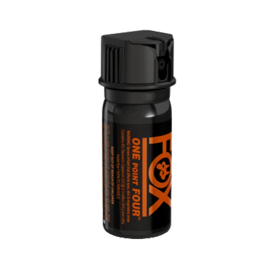 Fox Labs One Point Four 2oz Pepper Spray canister with stream and fogger spray options for high-strength personal defense