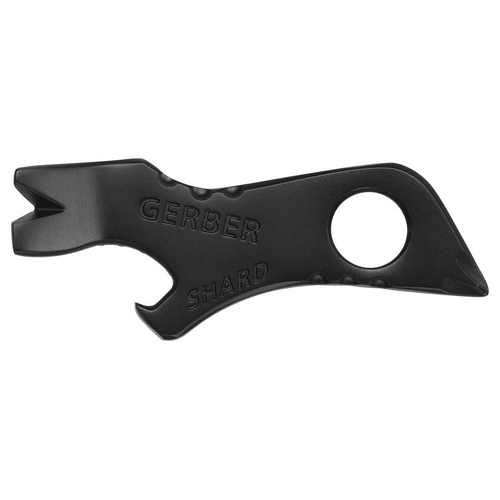 Gerber Gear Shard keychain tool with multi-functional design, showcasing stainless steel and titanium nitride coating.