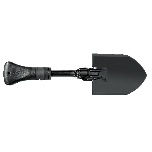 Gerber Gear Gorge folding shovel with rubberized handle and glass-filled nylon shaft, perfect for back-country trips.