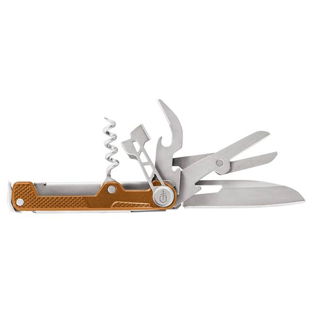 Gerber Gear Armbar Cork multi-tool with corkscrew, bottle opener, and folding knife design. Perfect for wine lovers.