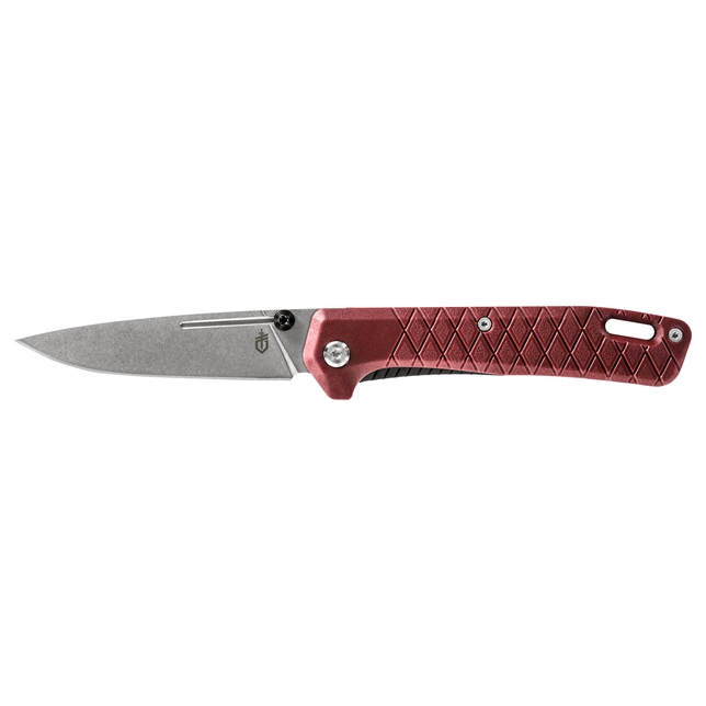 Gerber Gear ZILCH folding knife in drab red, compact design perfect for everyday carry, showcasing a sleek blade and textured handle.