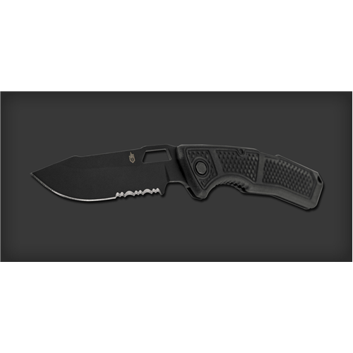 Gerber Order Folding Clip Knife with black ceramic blade, designed for tactical use by soldiers and police.