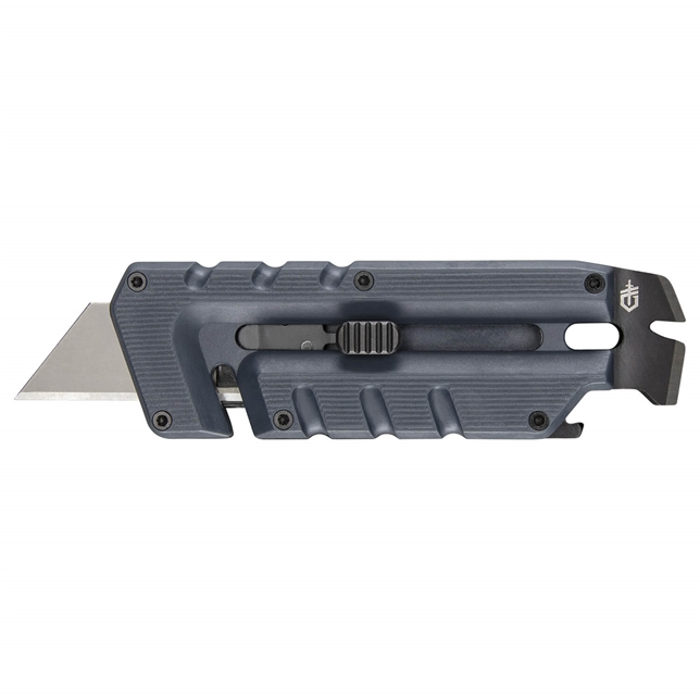 Utility knife with a gray handle and blade on a white background