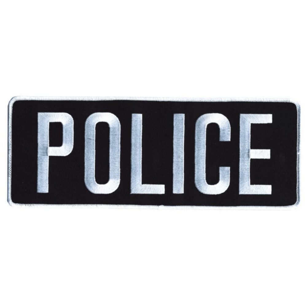 Large Embroidered Emblems 4" x 11" - Polica in White