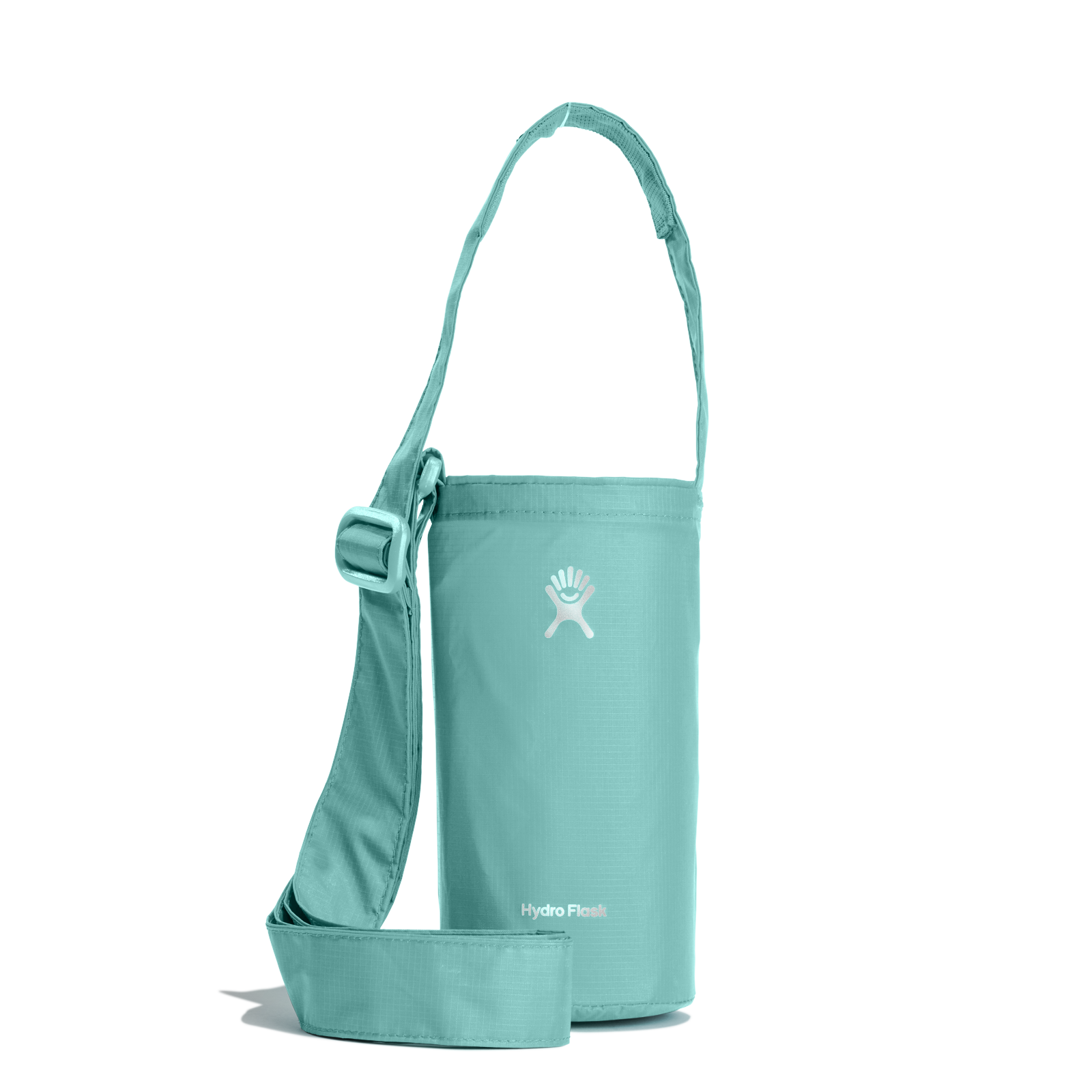 Hydro Flask Packable Bottle Sling in teal, perfect for hands-free hydration on hikes or errands. Fits standard and wide-mouth bottles.