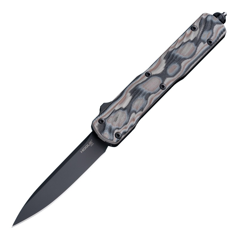 Hogue Counterstrike OTF knife featuring a 3.35" drop point blade and G-Mascus dark earth grip for outdoor enthusiasts.