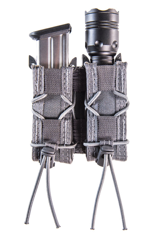 High Speed Gear Pistol TACO - Adaptable Belt Mount with pistol magazine and flashlight in versatile design.