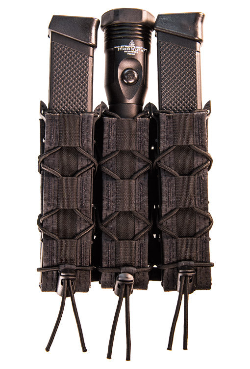 High Speed Gear Pistol TACO ABM holding three pistol magazines and a flashlight, ideal for versatile tactical storage.