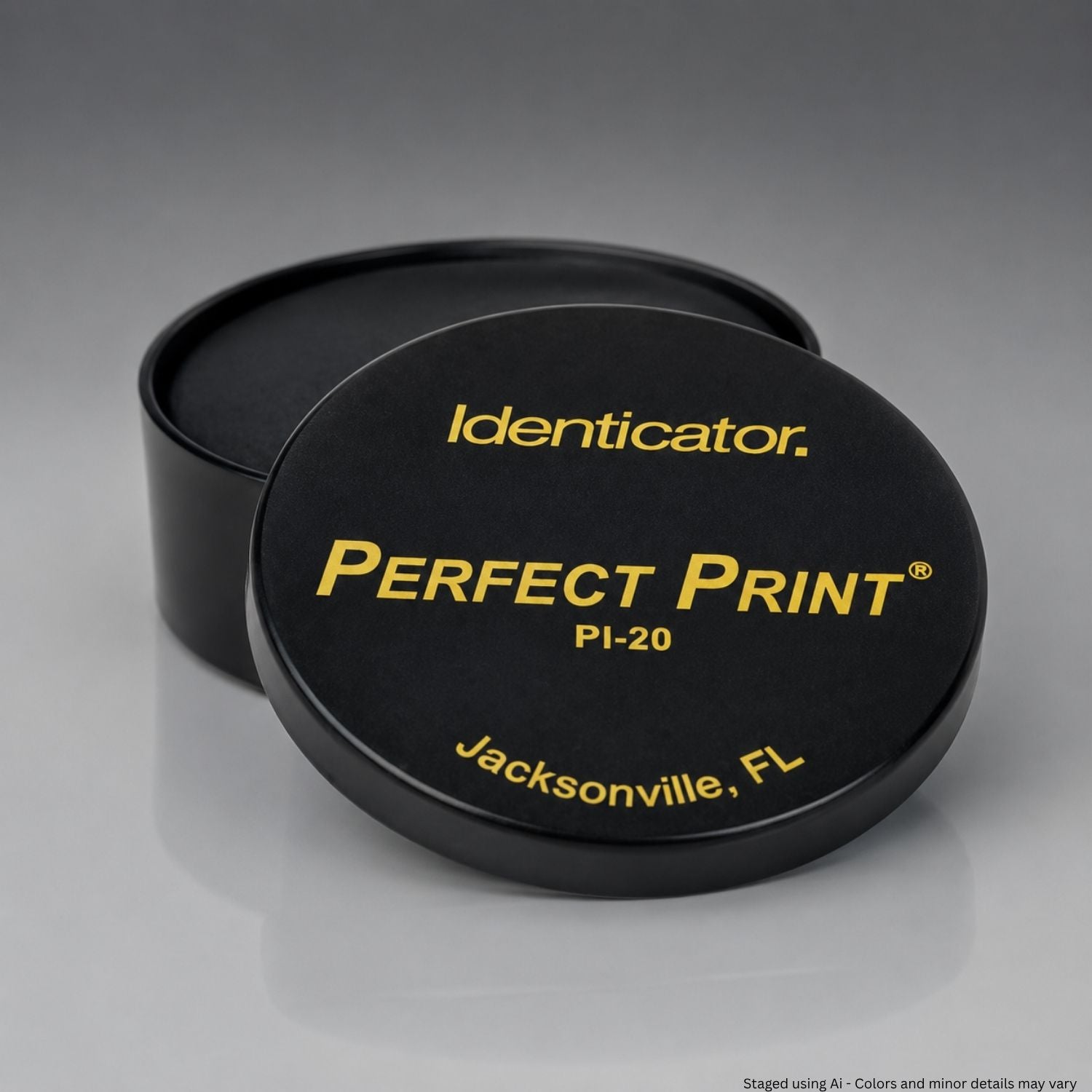 Identicator Perfect Print® Pad PI-20 2.5" Round 1007741 on a gray background