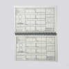 Sniper otebook with pre-filled forms and illustrations on a white background