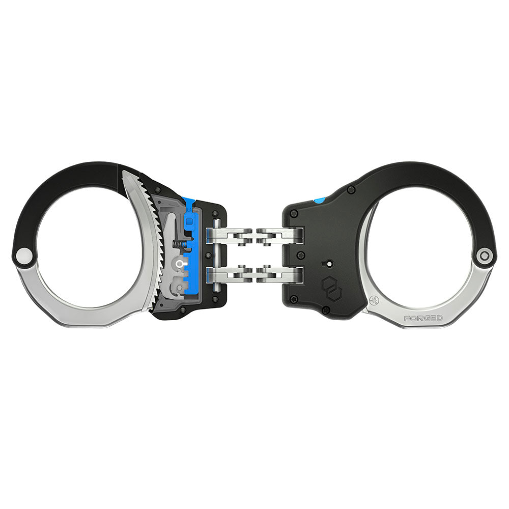 Pair of handcuffs on a white background