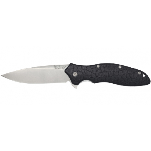 Kershaw Oso Sweet pocketknife with a drop-point blade and textured black handle, designed for style and utility.