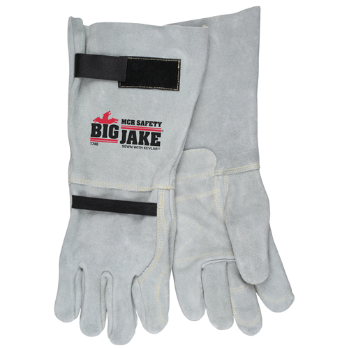 MCR Safety Big Jake gloves, full leather back and inside double palm, designed for heavy-duty hand protection.