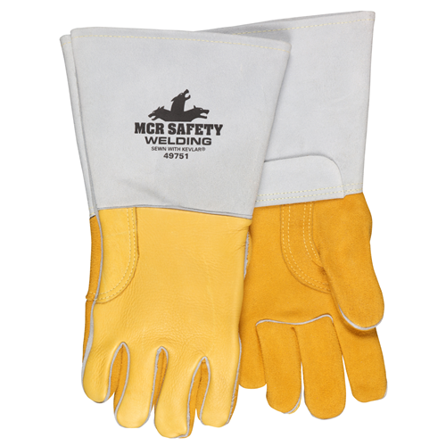 MCR Safety Pearl Grain Elkskin Welding Gloves, durable Kevlar sewn design for optimal protection and comfort.