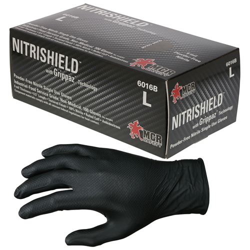 MCR Safety Black 6 Mil Texture Nitrile PF Disp 6016BL