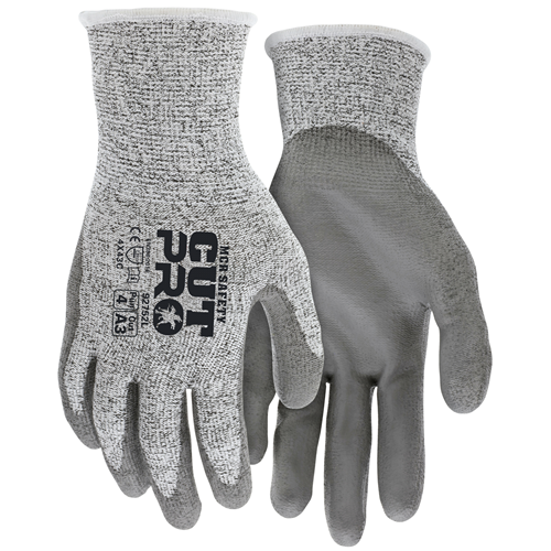 MCR Safety Cut Pro 92752 gloves with 13-gauge Hypermax shell and PU palm coating for optimal grip and flexibility.