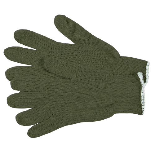 MCR Safety 7 Gauge Pastel Green Shell knit gloves, ideal for light duty, cotton/polyester blend, versatile hand protection.