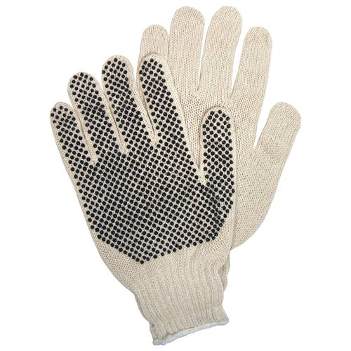 MCR Safety Reg Dot 1 Side Nat'l 7 Gauge gloves with PVC dot grip on one side, perfect for comfort and abrasion resistance.