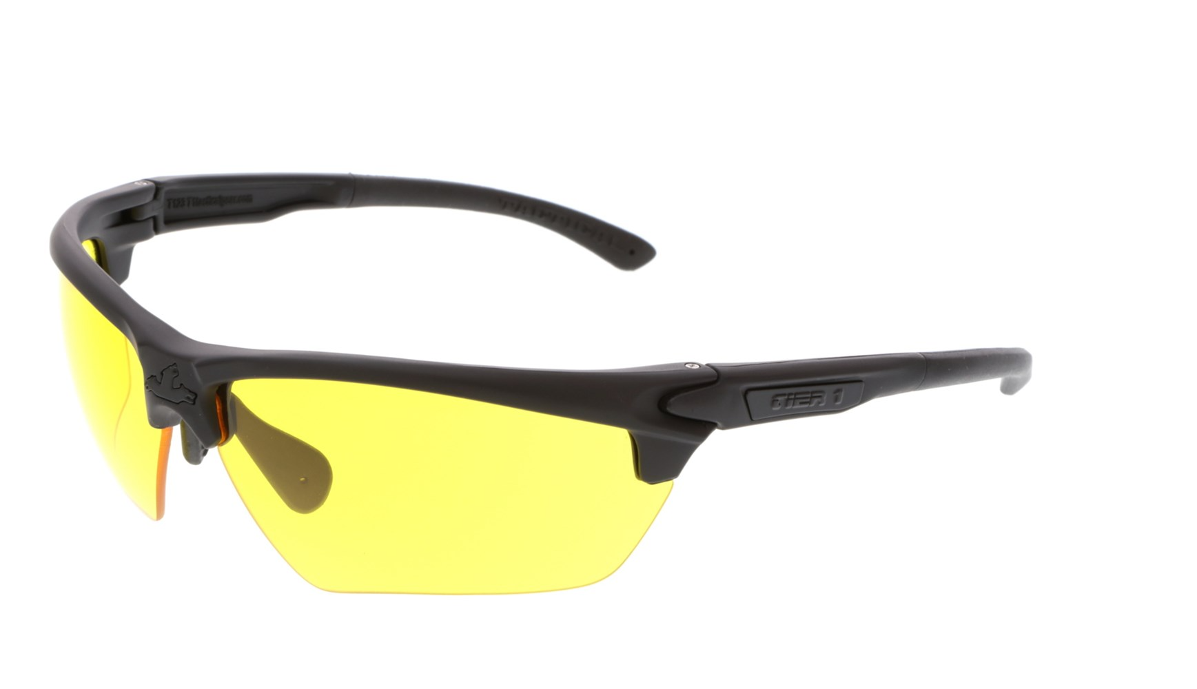 MCR Safety Tier1 Tactical Gear eyewear with yellow lenses offering stylish protection and comfort for outdoor activities.