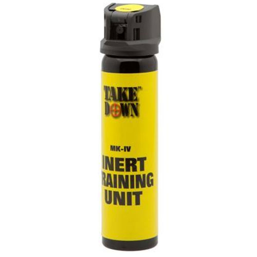 MACE Inert MK-IV Training Spray in yellow canister, designed for law enforcement training and crowd control practice.