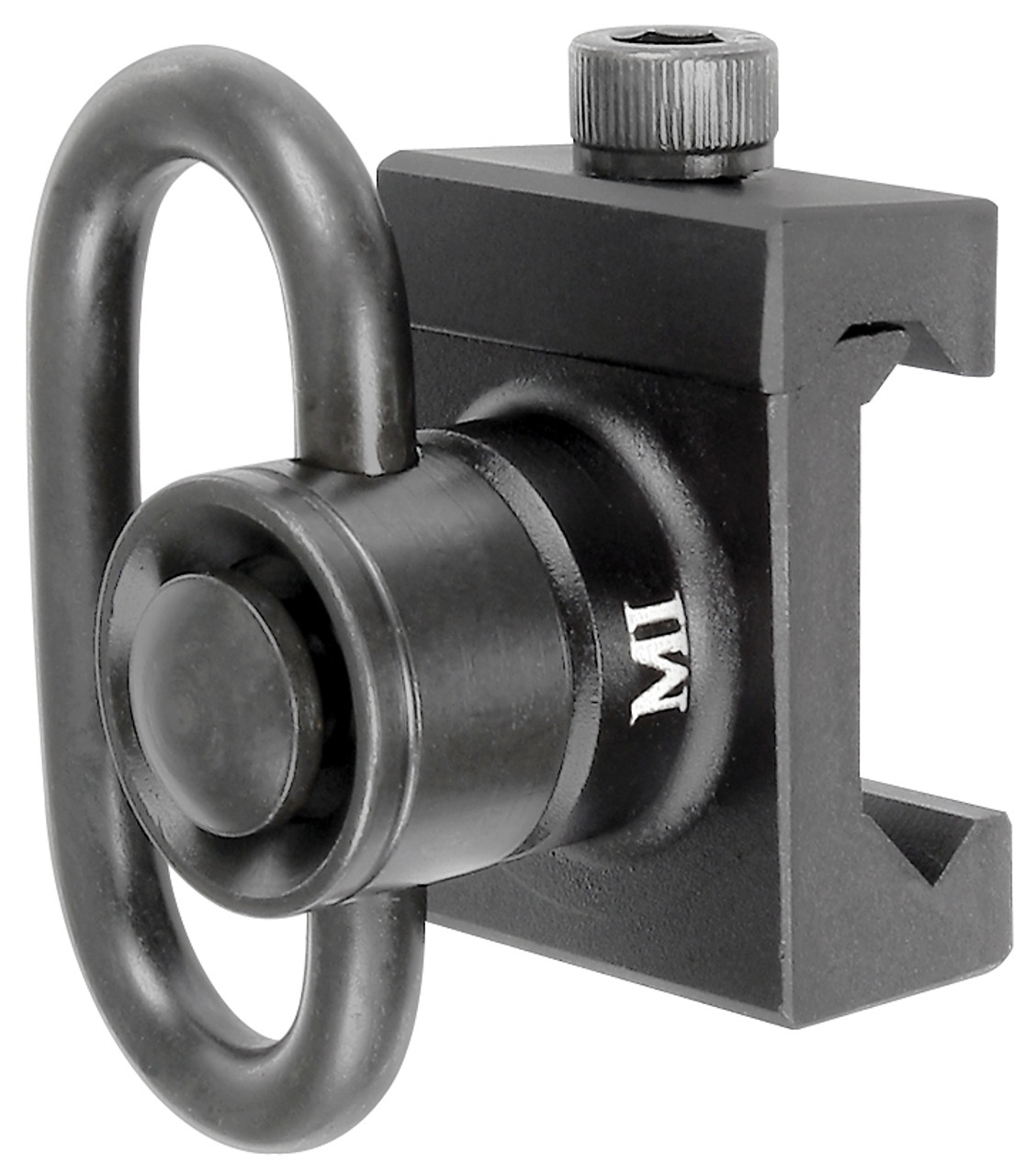 Midwest Industries heavy duty quick detach front sling adapter made of 6061 aluminum with a durable black finish.