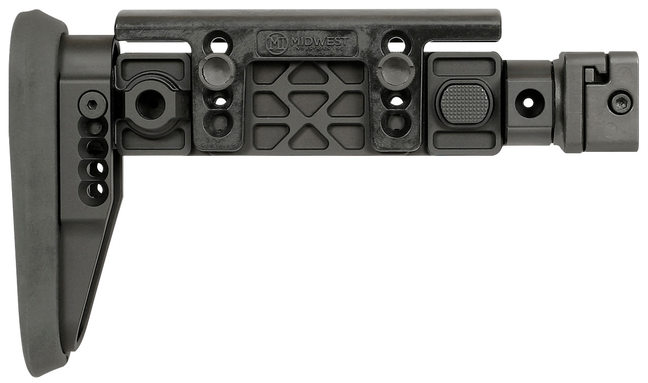 Midwest Industries Alpha Series Folding Stock with QD sling attachments and adjustable polymer cheek piece.