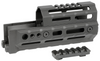 Midwest Industries AK Alpha Series M-LOK handguard in gray, showcasing lightweight design and removable Picatinny rail section.