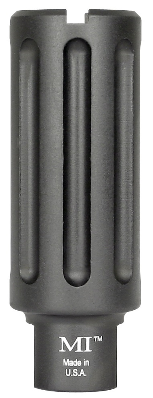 Midwest Industries Blast Can for 1/2-28 threads, designed for 5.56/9mm rifles, made from durable 6061 aluminum.