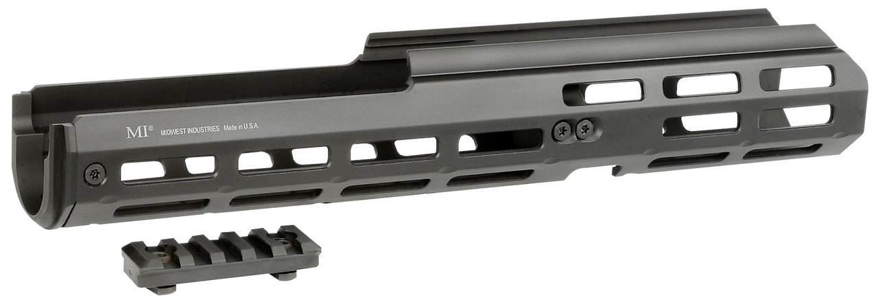 Midwest Industries Benelli M4 M-LOK Handguard with 5-slot polymer rail, 12'' length, lightweight aluminum design.