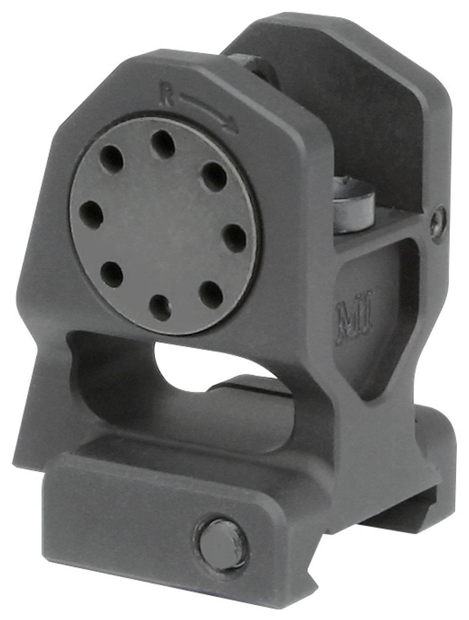 Midwest Industries Combat Rifle Rear Fixed Sight for AR15/M4/M16, hardcoat anodized, precision adjustment features.