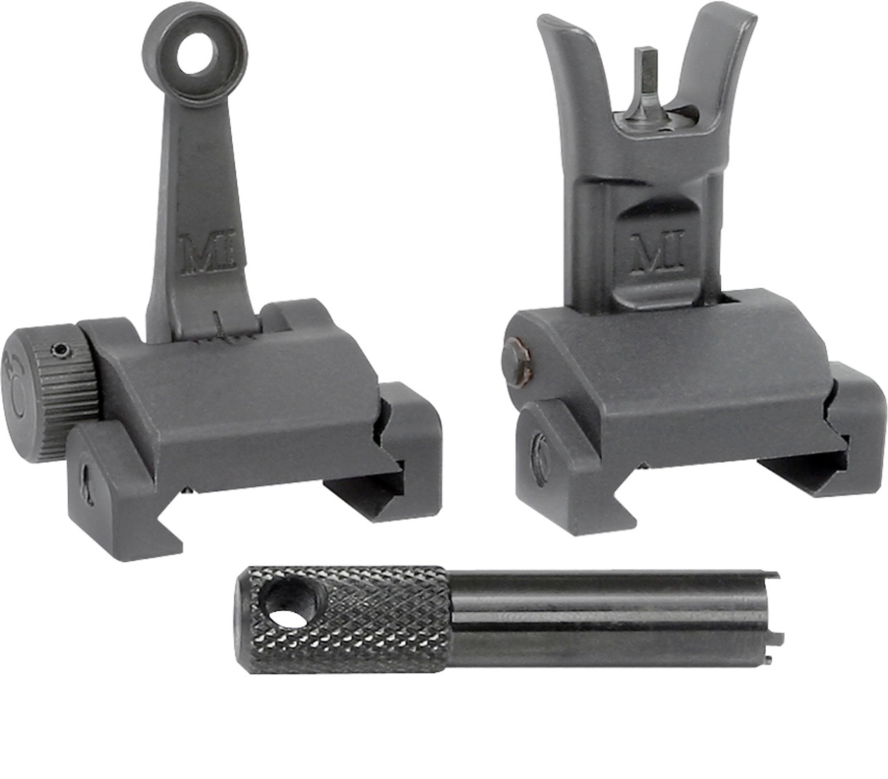 Midwest Industries Combat Rifle Sight Set for AR15/M4/M16 with A2 Front Sight Tool in black finish.