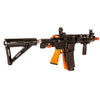 Black and orange rifle model on a white background