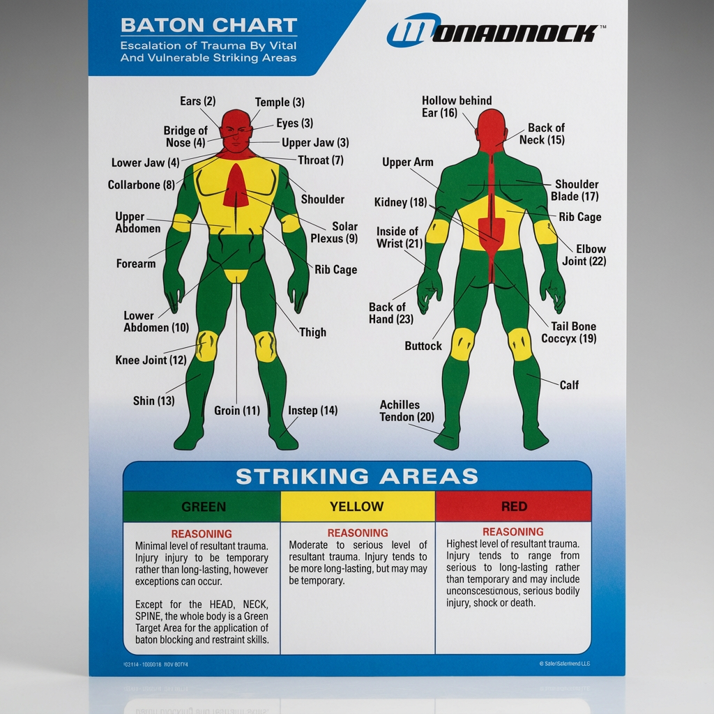 Monadnock Baton Trauma Zone Poster and Quick Reference Tool 8" x 10" 5010 1000321