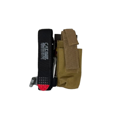 North American Rescue Combat Application Tourniquet with pouch, designed for rapid application and effective blood loss control.