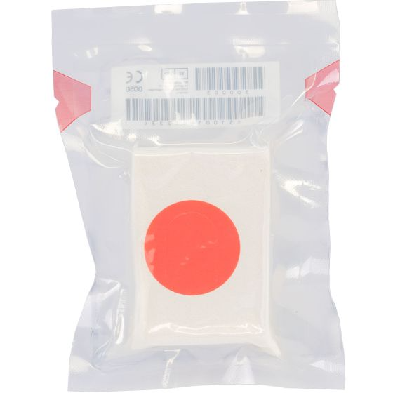 North American Rescue gauze pack with a red adhesive dot for easy identification and access.