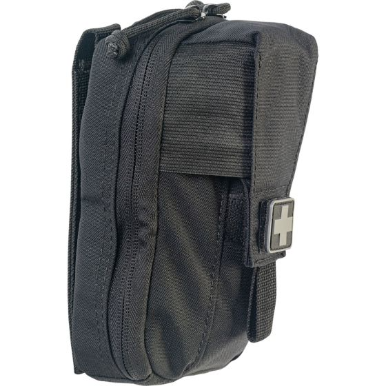 North American Rescue ROO M-FAK Bag in Black, compact design with easy-access front pouch and secure gear organization.