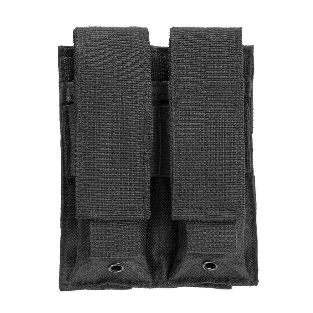 NcSTAR Double Pistol Mag Pouch in black, designed for quick magazine access and attachment to tactical gear.